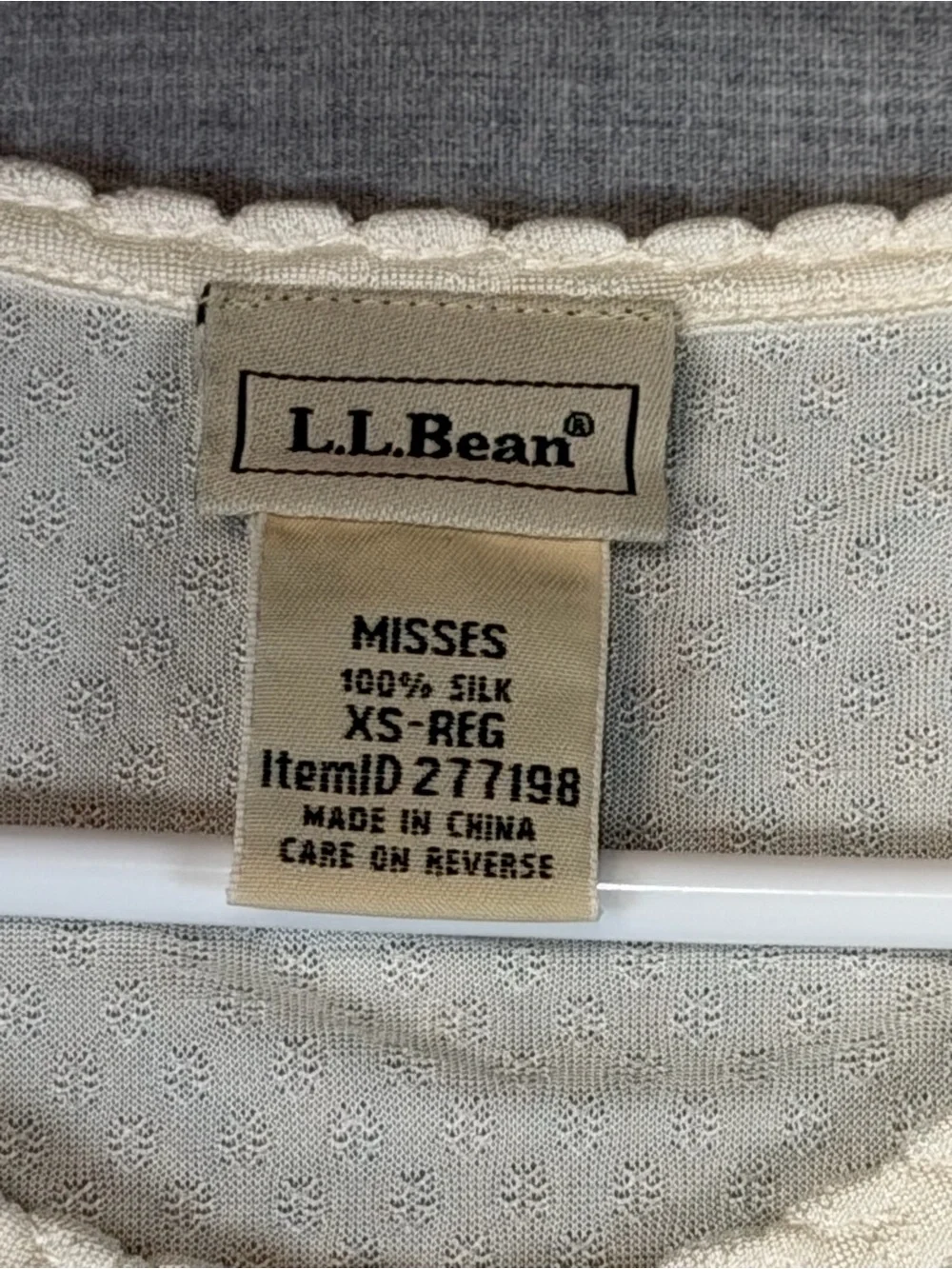 L.L. Bean Ivory pointelle Silk scalloped Lace-Edge Women's Tank